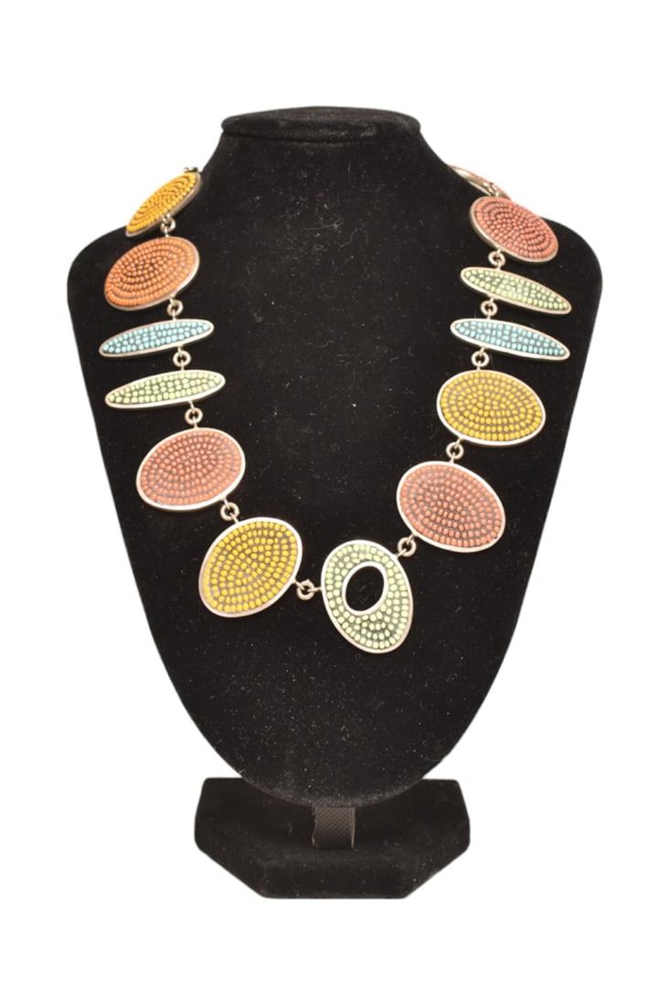 Mary Kanda Artisan bead Mosaic Inlaid Sterling Necklace (1 of 4)
