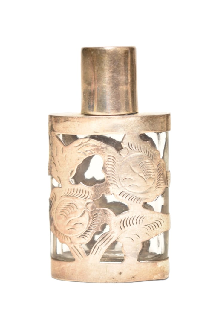 Mexican .925 Sterling Overlay Perfume Bottle (1 of 7)