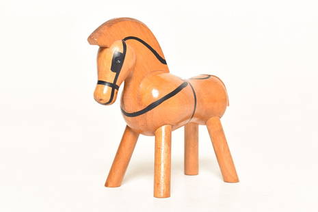 Kay Bojesen Early Horse Figurine: Kay Bojesen Early Horse Figurine. Denmark, 1950. Beech and original paint. 6w x 2d x 5 1/2h.