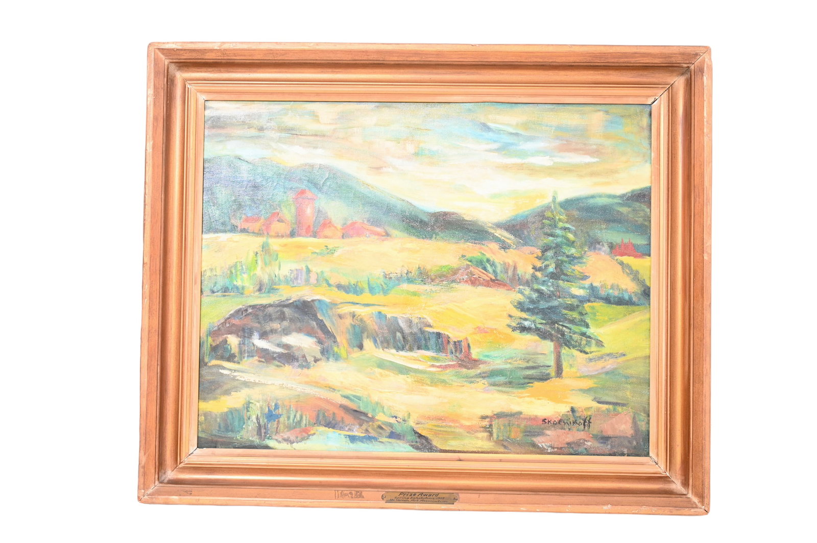 S. Koenikoff Arts & Crafts Oil Painting: S. Koenikoff Arts & Crafts Oil Painting. Early 20th century oil on canvas. Prized awarded plaque to lower margin of frame. Spring exhibition 1958, Mt. Vernon Art Association. Signed lower right. Sight