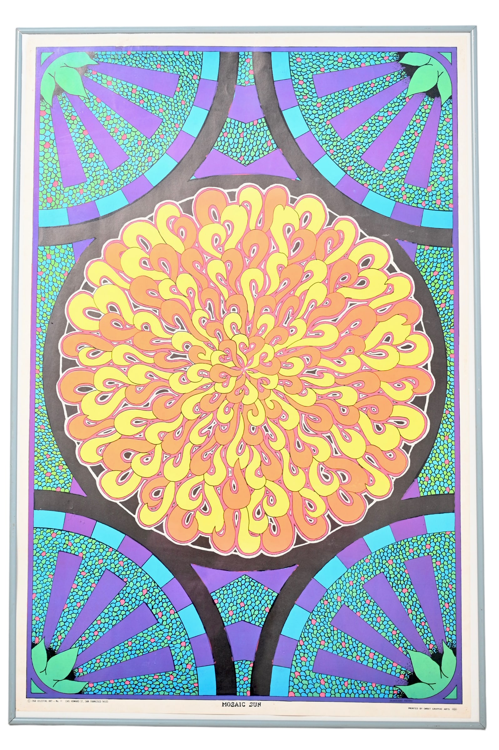 Mosaic Sun 1968 Vintage Blacklight Poster (1 of 4)