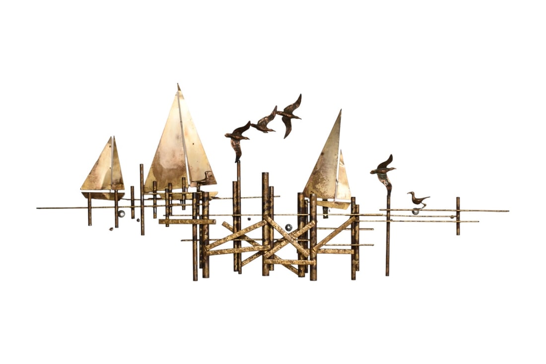 Curtis Jere Sailboats on Dock Wall Sculpture (1 of 5)