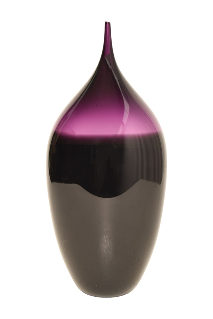 CSJ Art Glass "Zolo" Vase: CSJ Art Glass "Zolo" Vase. Scandinavian. 1970s. Incised signature to underside. 5 1/4 dia x 11 1/2h. Proceeds from this lot to benefit The Ray of Hope Foundation for Brain Cancer.