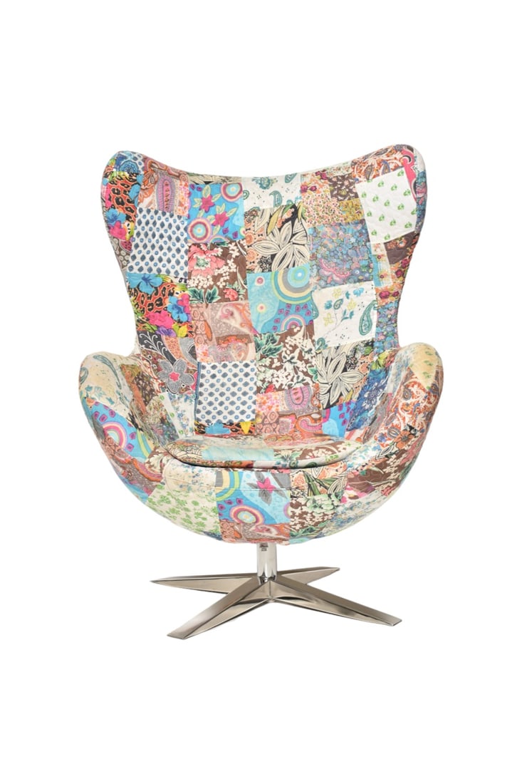Contemporary Egg Chair Design: Contemporary Egg Chair Design. 2006. Upholstery and chrome plated steel. Chrome lever allows it to swivel. 32w x 28d x 44 1/2h, SH- 16 1/2.