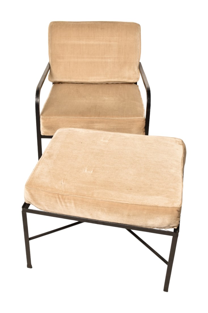 MCM Lounge Chair & Ottoman: MCM Lounge Chair & Ottoman. USA. 1960s. Enameled Aluminum and upholstery.