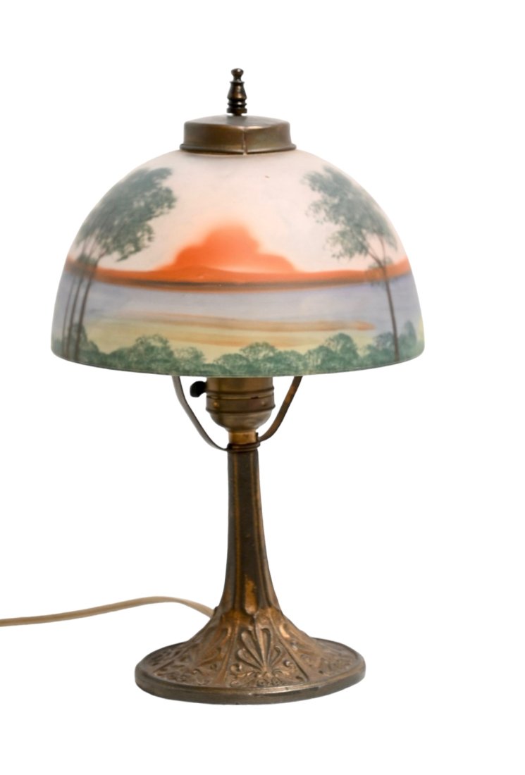 Reverse Painted Arts & Crafts Boudoir Lamp (1 of 6)