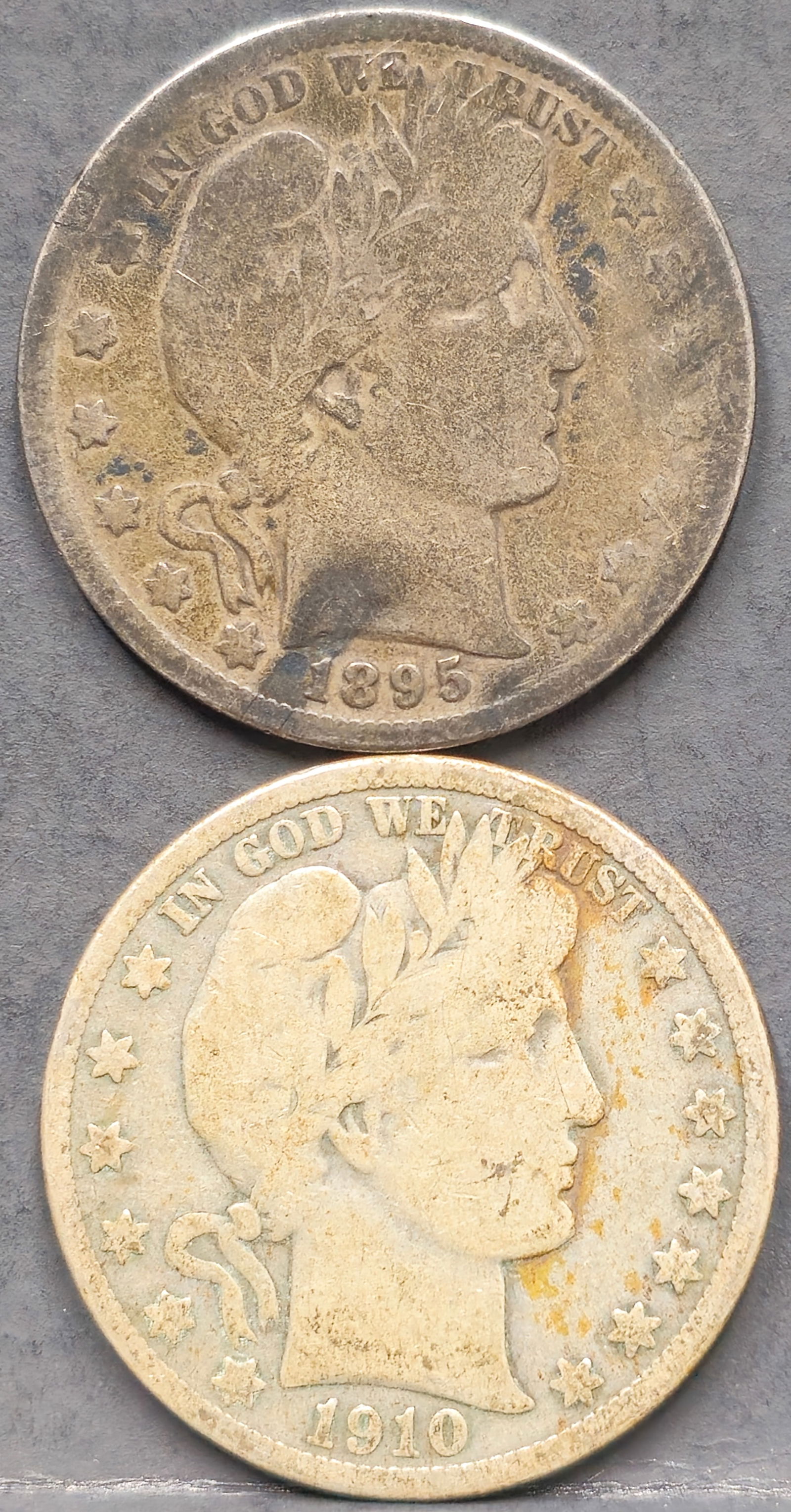 1910-S & 1895 Barber Silver Half Dollar (1 of 5)