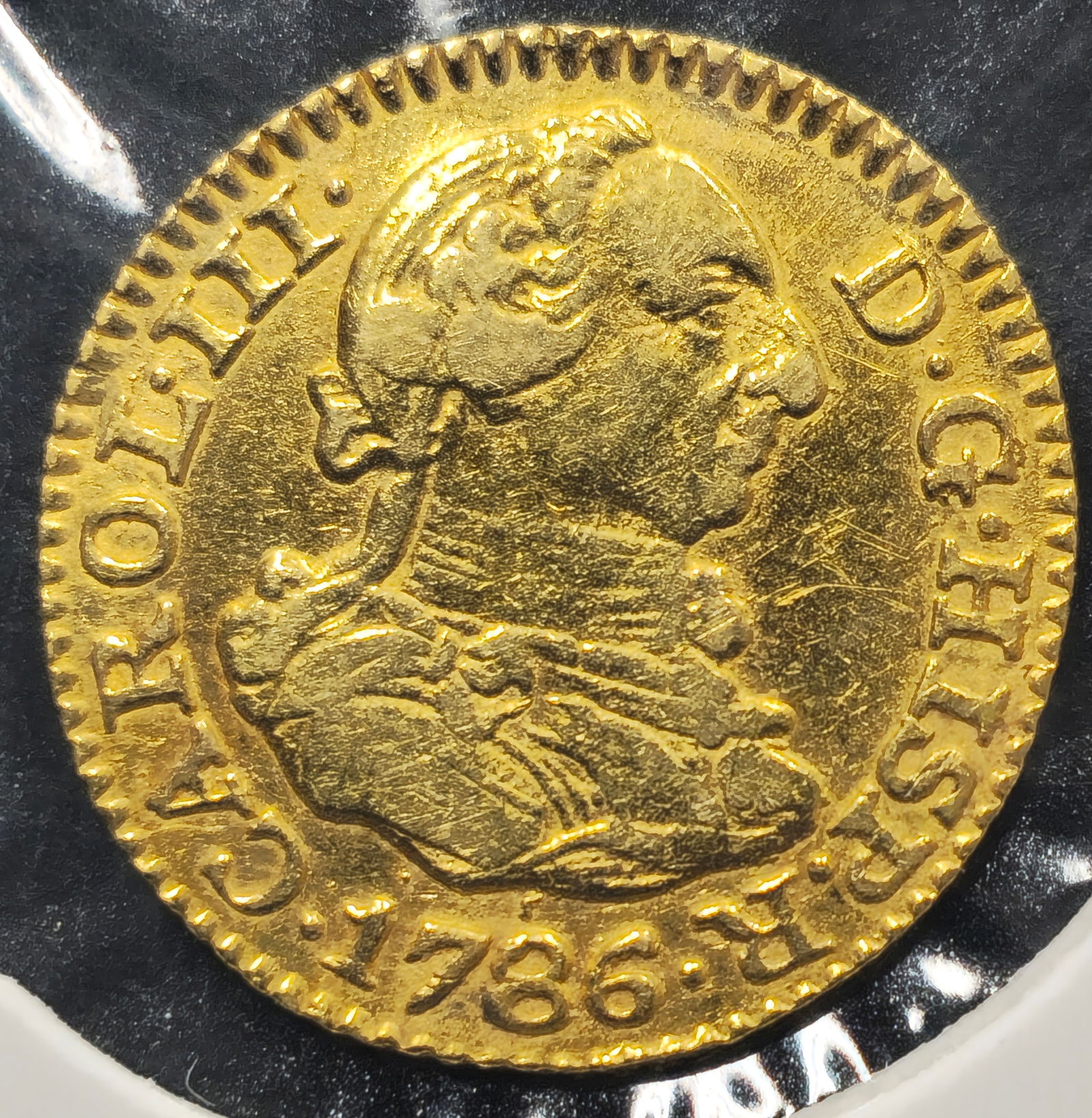 1786 Spanish Half Escudo Gold Coin: 1786 Spanish Half Escudo Gold Coin