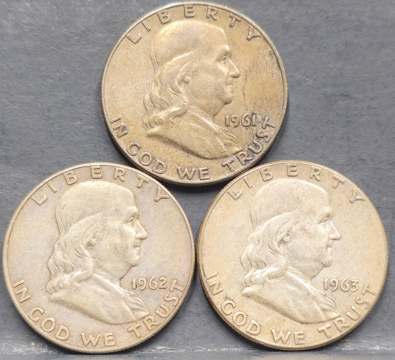 1961, 1962 & 1963 Franklin Silver Half Dollar Coins (1 of 2)
