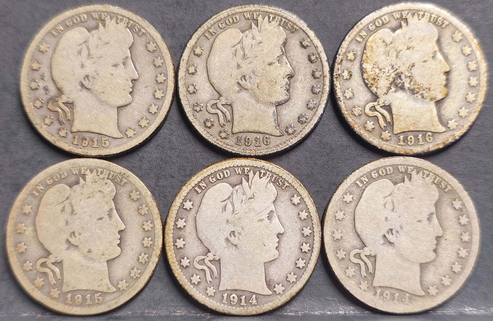 (6) U.S. Barber Silver Quarter Coins (1 of 2)