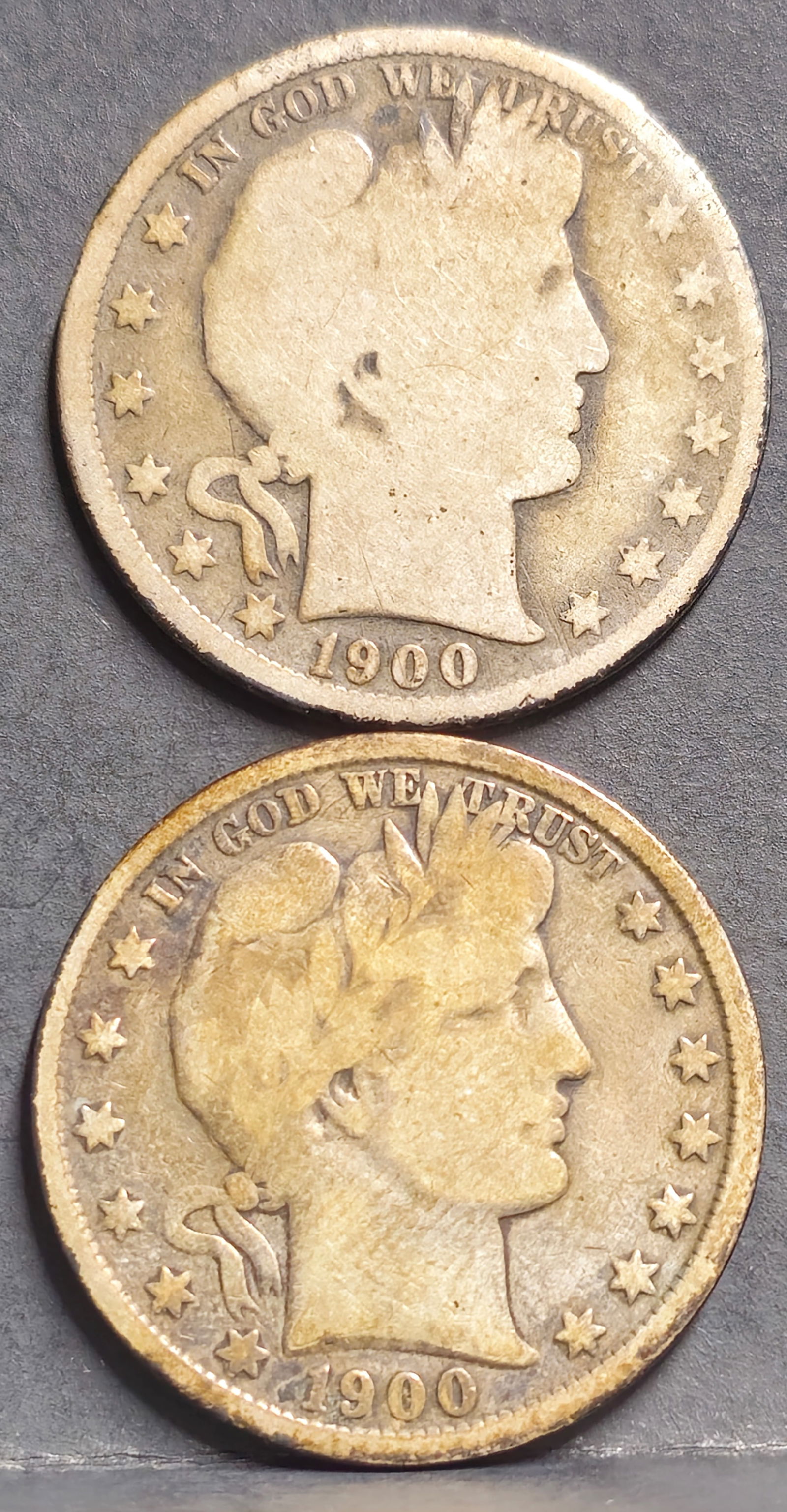 (2) U.S. 1900 Barber Silver Half Dollar Coins (1 of 2)