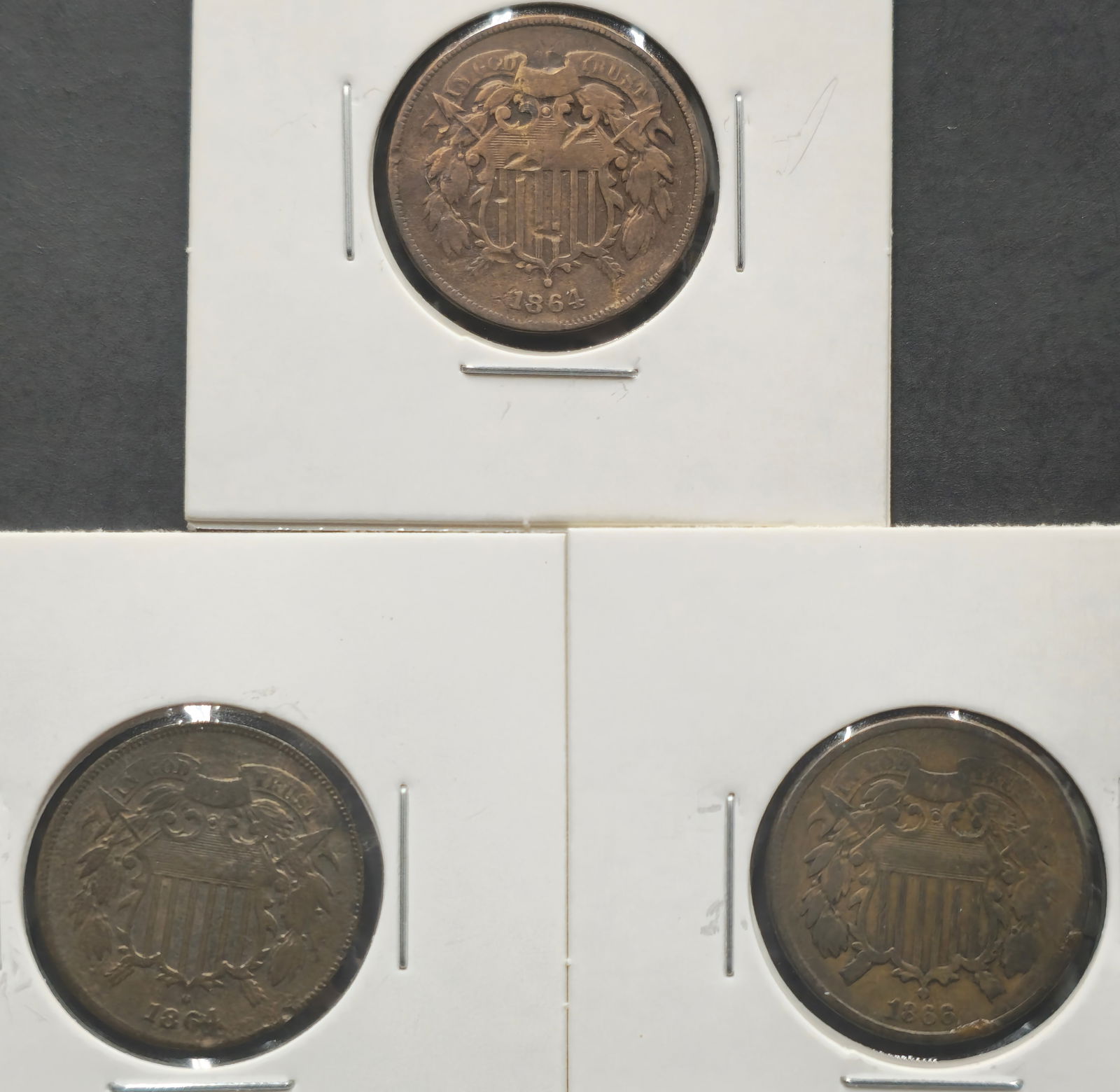 1864 & 1866 Two Cent Piece Coins (1 of 7)