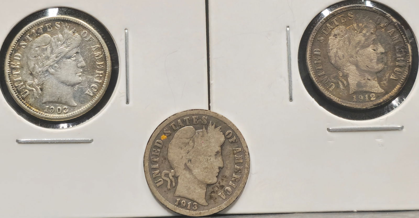 (3) U.S. Barber Silver Dime Coins (1 of 7)