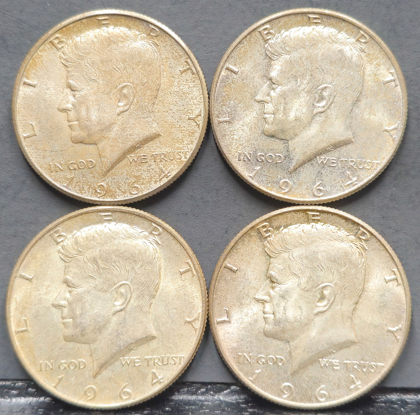 (4) U.S. 1964 Kennedy Silver Half Dollar Coins (1 of 2)