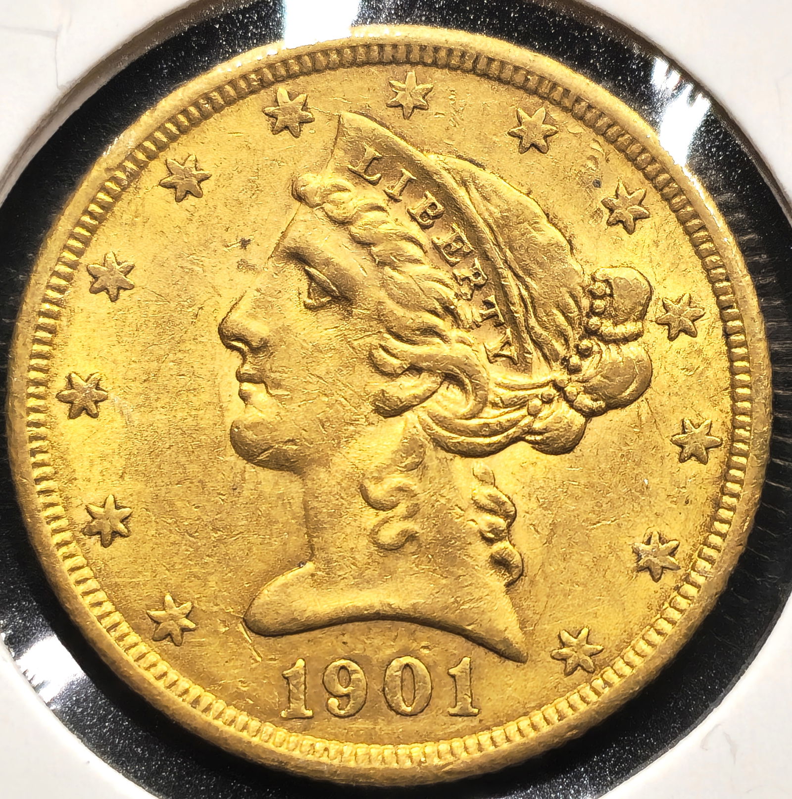 1901-S Liberty Head $5 Gold Half Eagle Coin (1 of 2)
