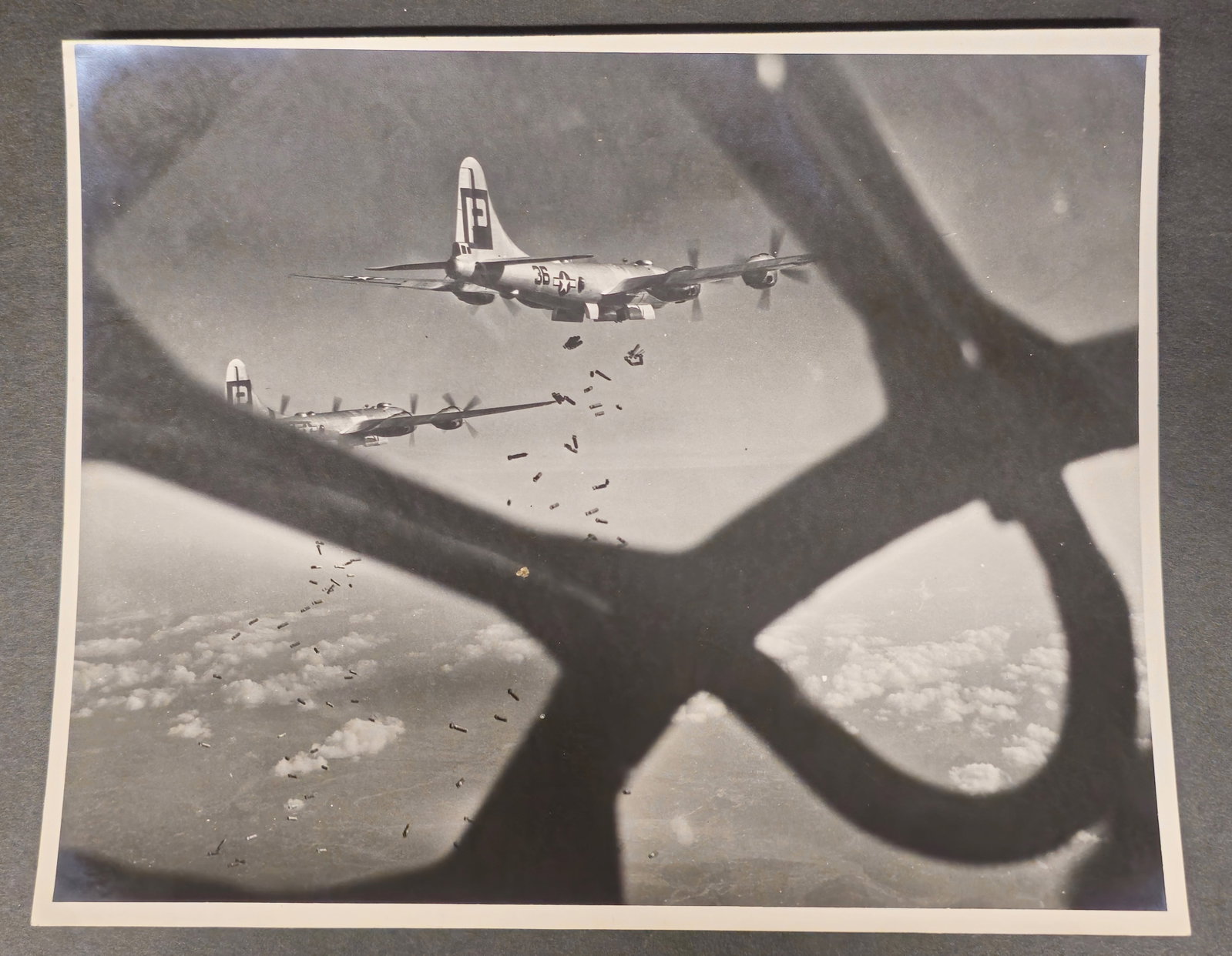 World War II Photograph: A World War II Photograph of planes dropping bombs. 7 3/4" x 10"