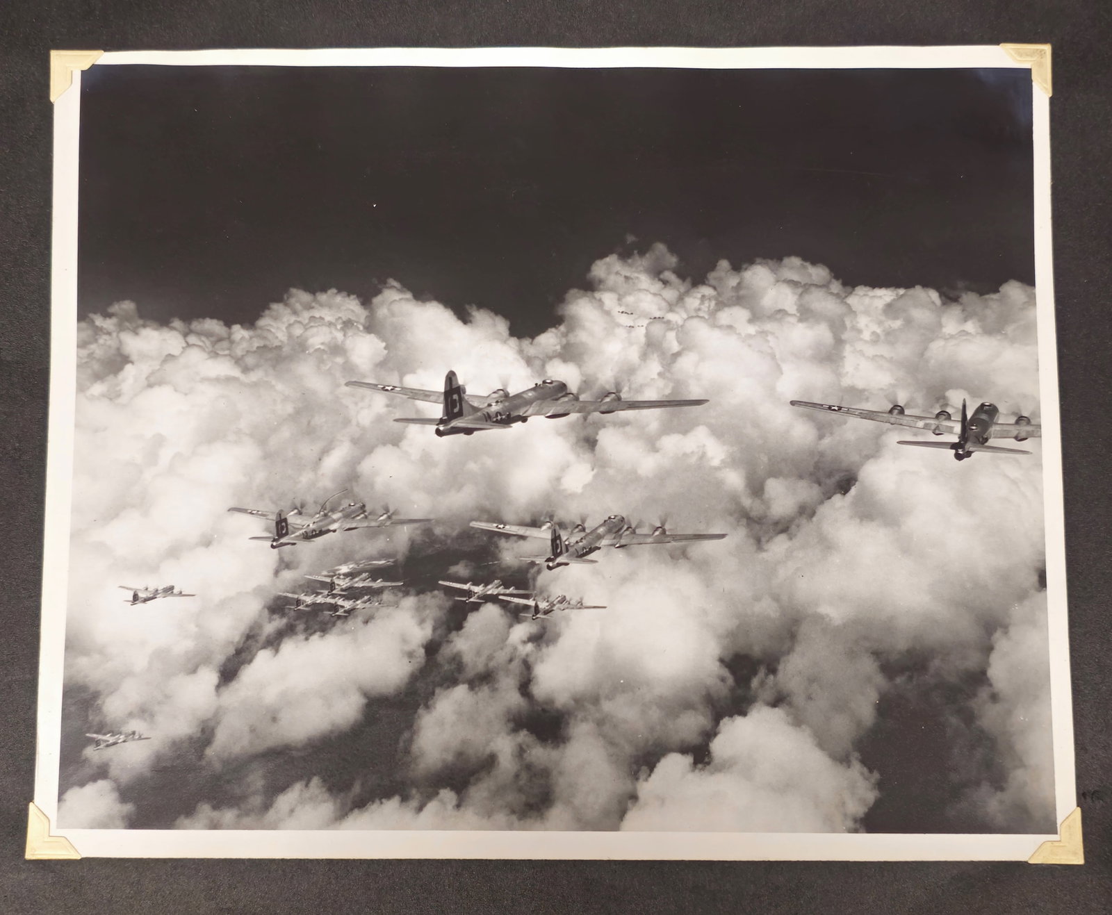 World War II Photograph: A World War II Photograph of planes in battle formation. 7 3/4" x 10"