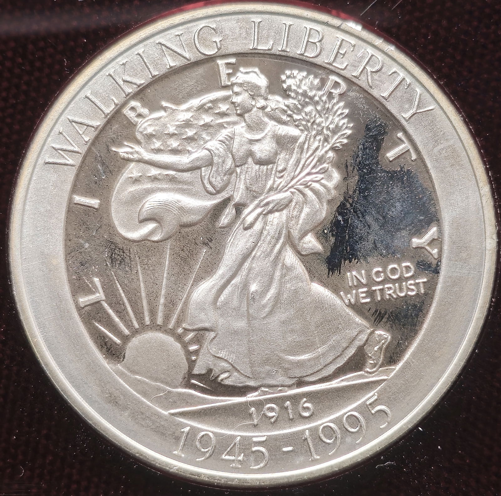 1995 Walking Liberty 1oz. Silver Limited Edition Commemorative Coin (1 of 2)