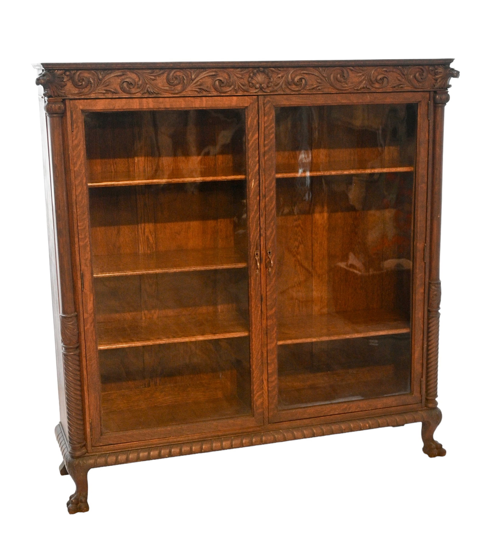 RJ Horner (Attribution) Carved Oak Bookcase (1 of 9)