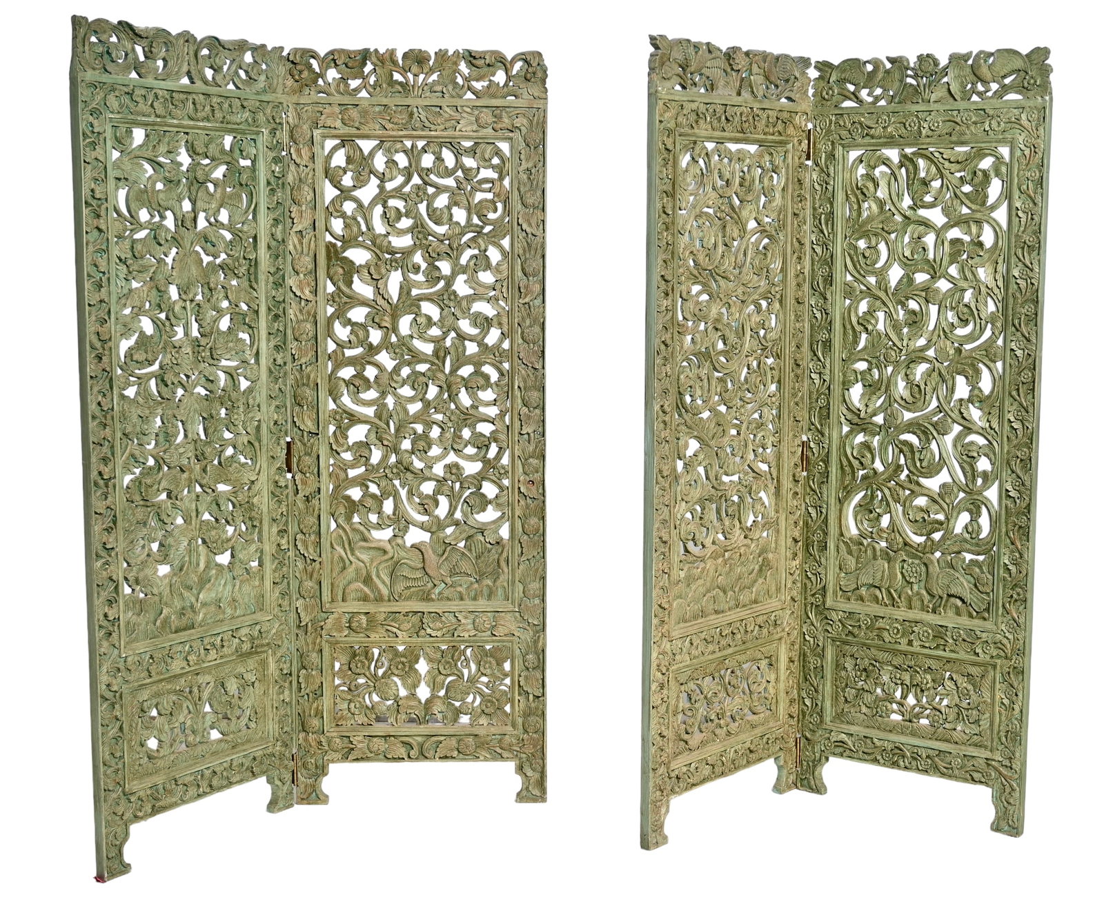 Teak Carved Four Panel Room Divider (1 of 10)