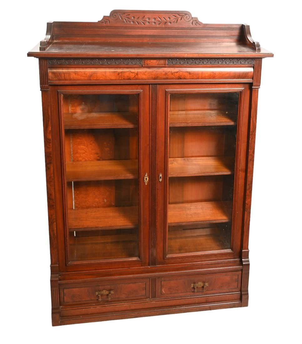 Two Door Victorian Bookcase With Gallery (1 of 9)