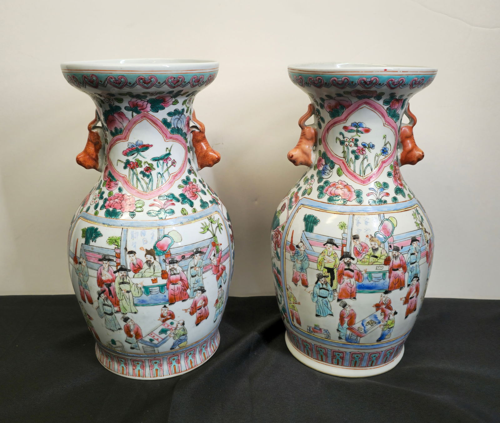 Chinese Porcelain Vases With Applied Squirrel Handles Auction