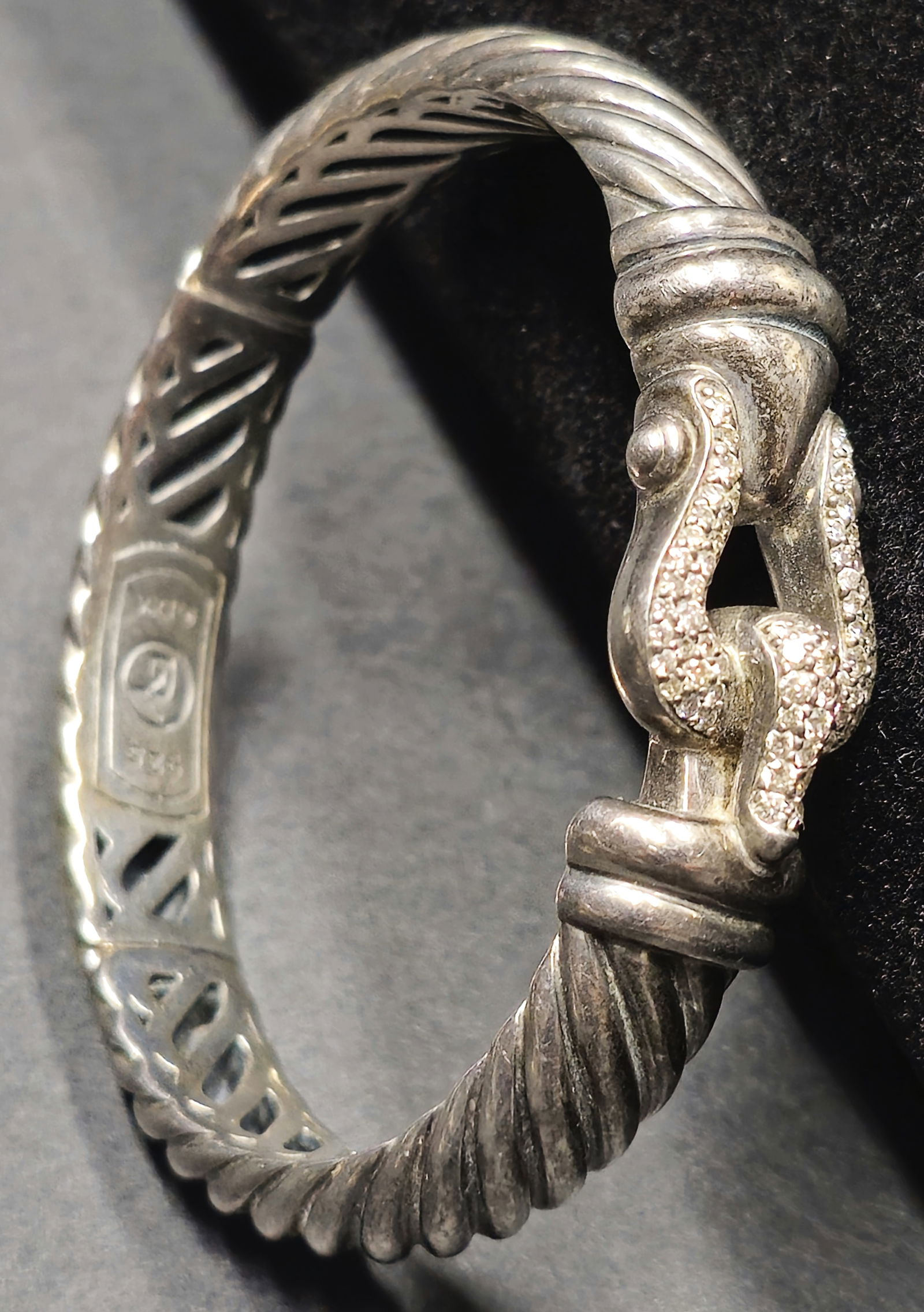 David Yurman Sterling Silver and Diamond Cable Bracelet (1 of 7)