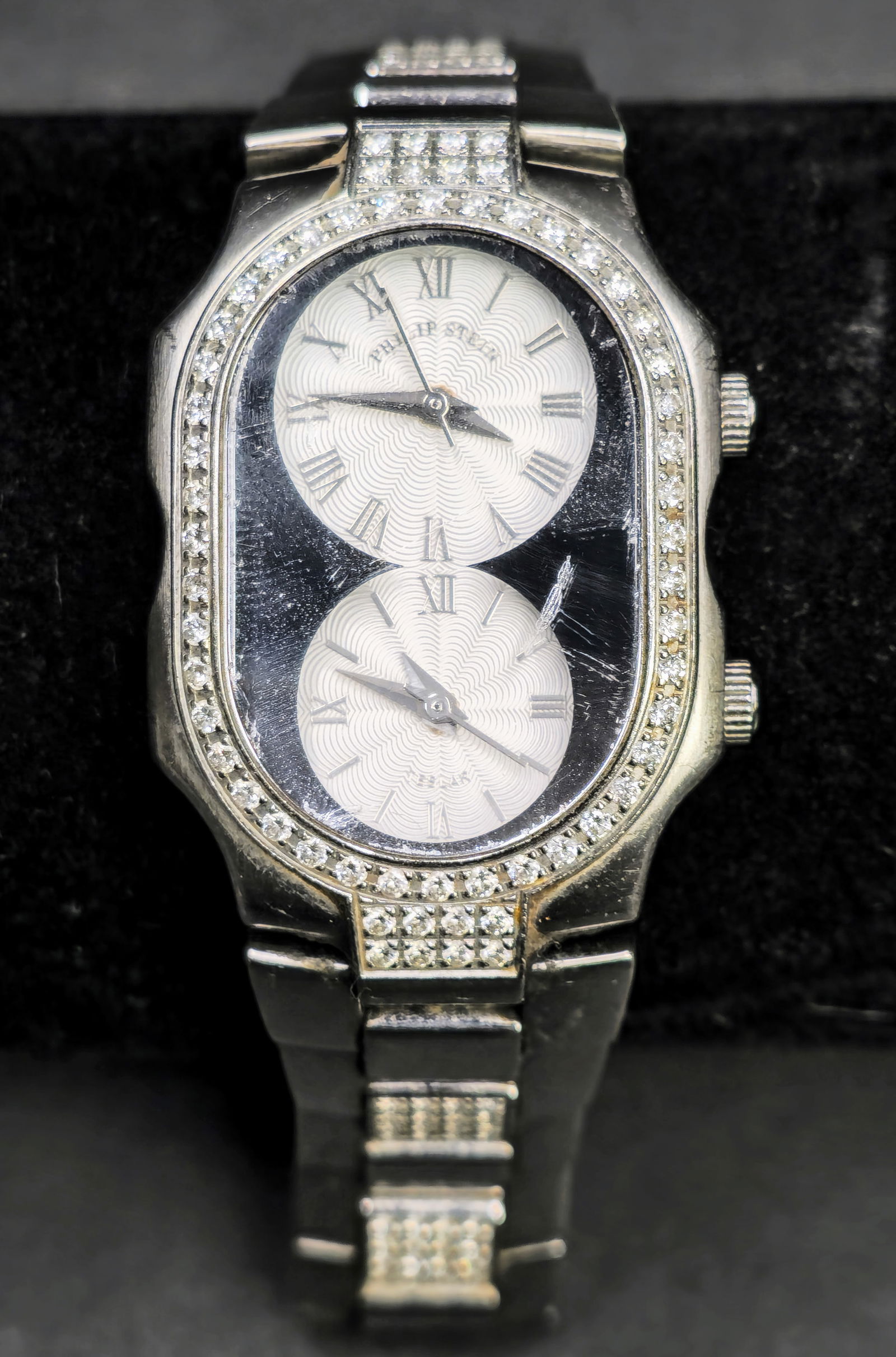 Ladies Philip Stein Teslar Watch w/Silver Dial & Diamond Bezel (1 of 4)