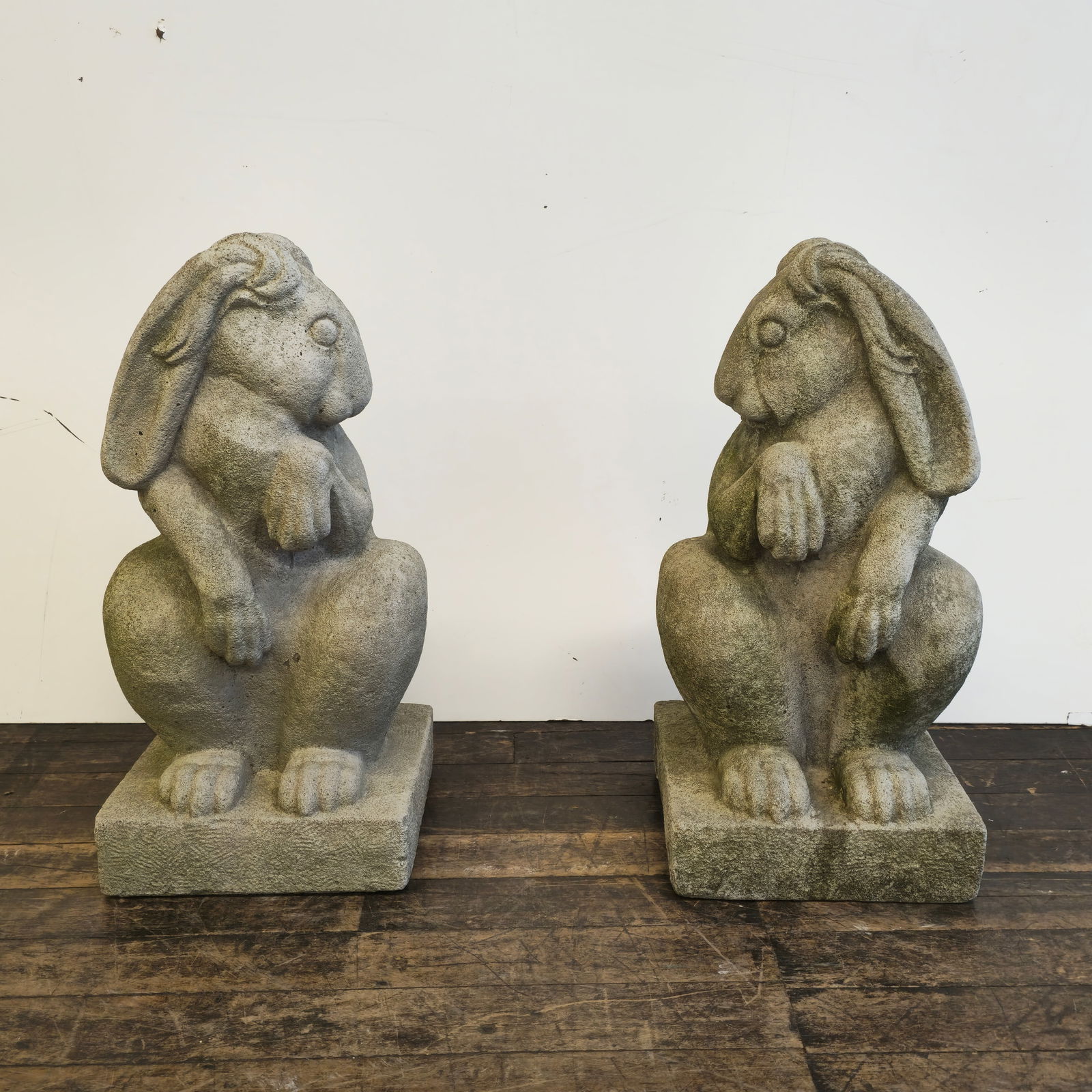 Cast Concrete Standing Rabbits (1 of 3)