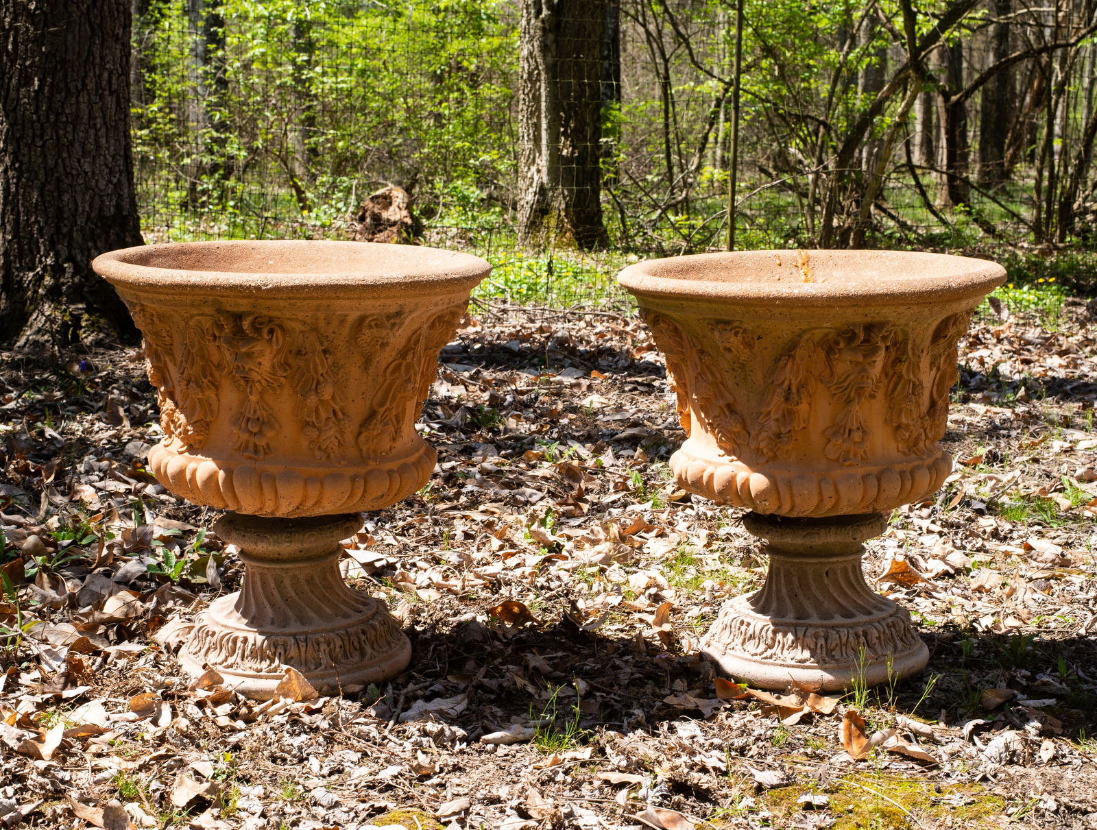 Neoclassical Terracotta Two Part Urns (1 of 4)