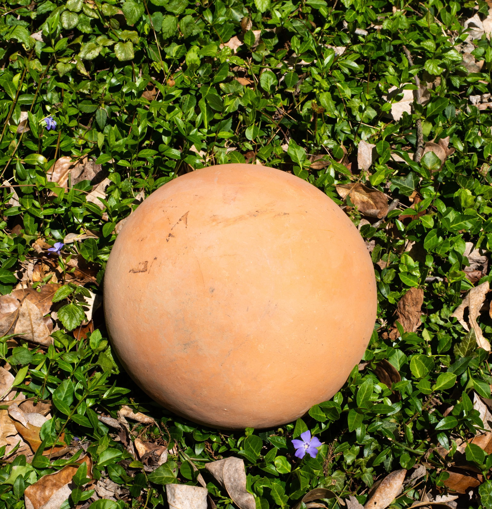 Terracotta Sphere: Terracotta Sphere. 20th century. Signed and #14. 11 dia. Provenance; The Beth & J. Karp Collection, Indian Hill, Ohio.