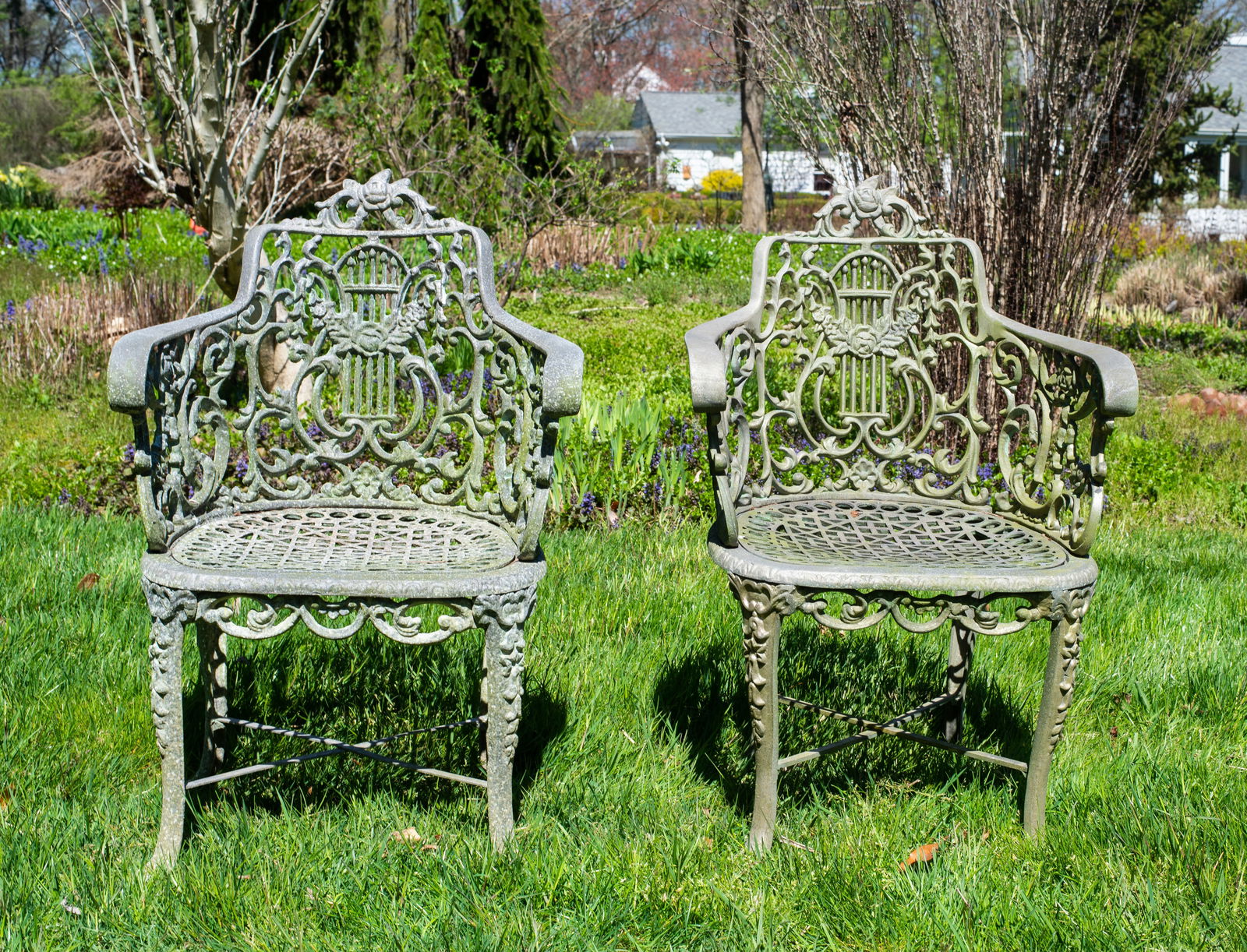 After Robert Wood Cast Aluminum Garden Chairs (1 of 7)
