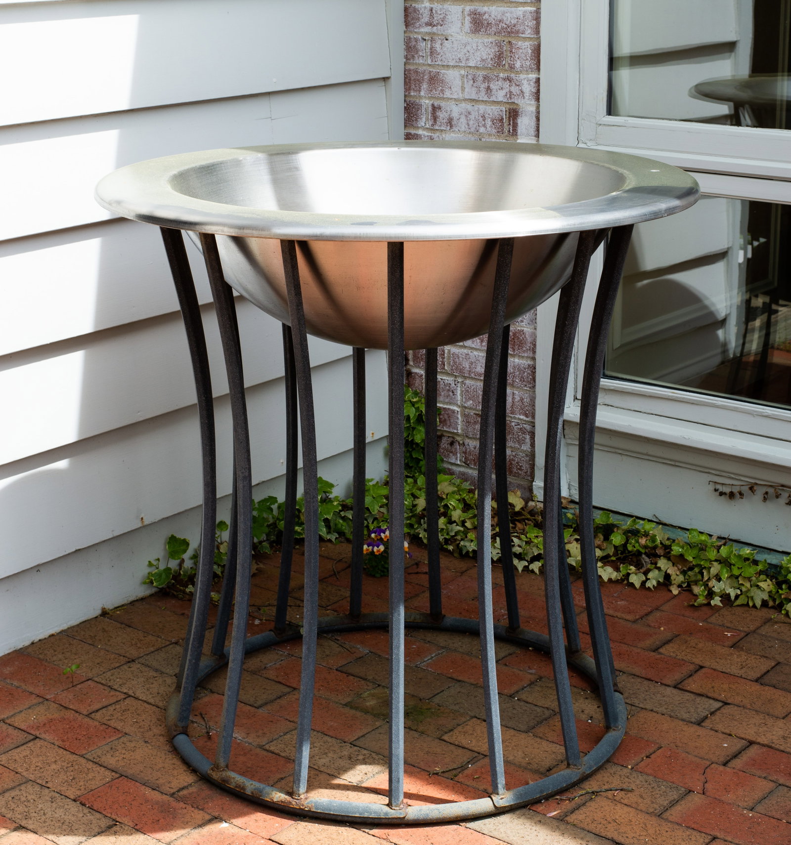 Frontgate Stainless Party Beverage Tub: Frontgate Stainless Party Beverage Tub. 21st century. Tubular metal base. Two pieces. 36 1/2 dia x 36h. Provenance; The Beth & J. Karp Collection, Indian Hill, Ohio.