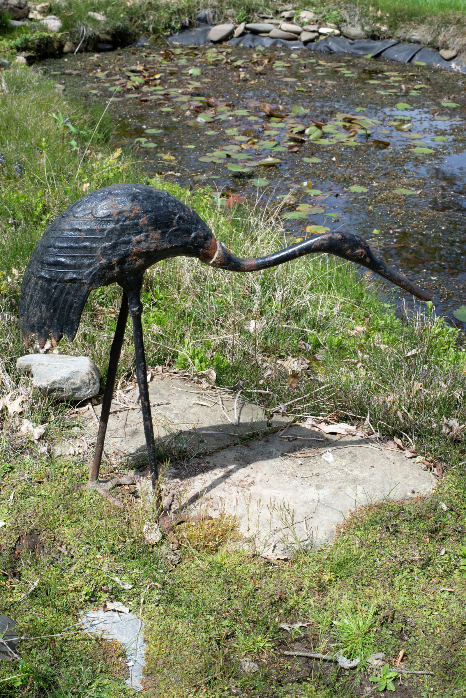 Cast Iron Crane Garden Statue (1 of 7)
