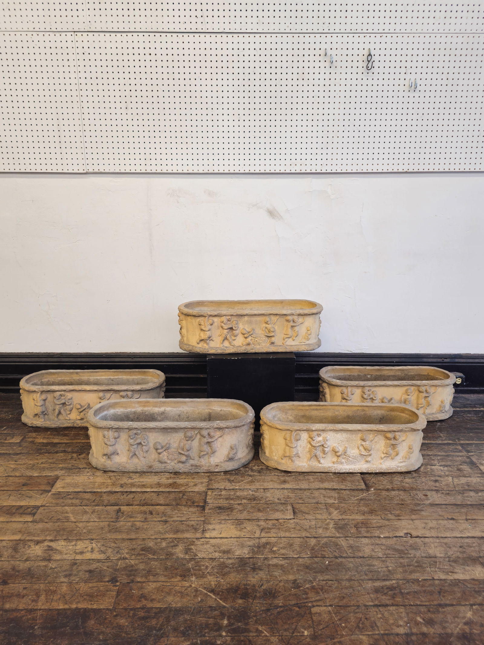 Cast Stone Figural Oval Planters (1 of 7)