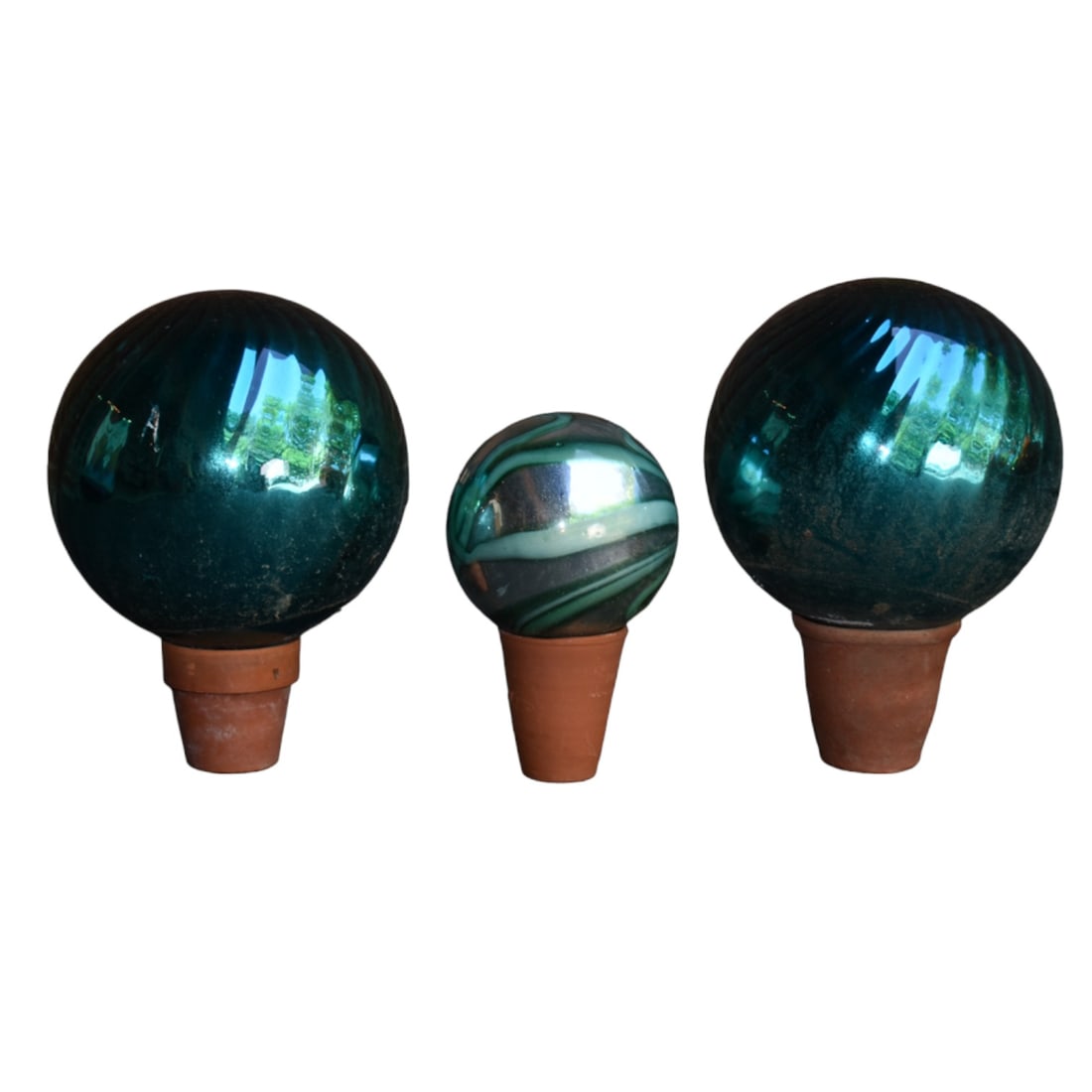 Assembled Green Mercury Glass Gazing Balls (1 of 1)