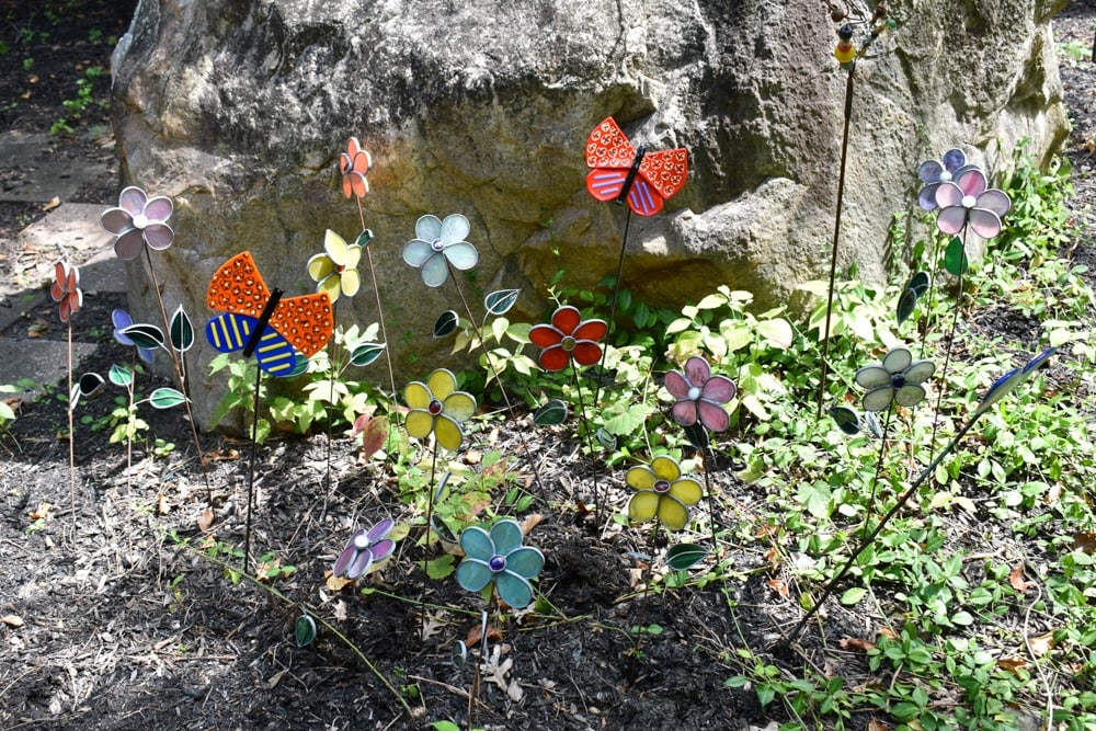 Assembled Glass Flowers & Butterfly Garden Sculptures (1 of 1)