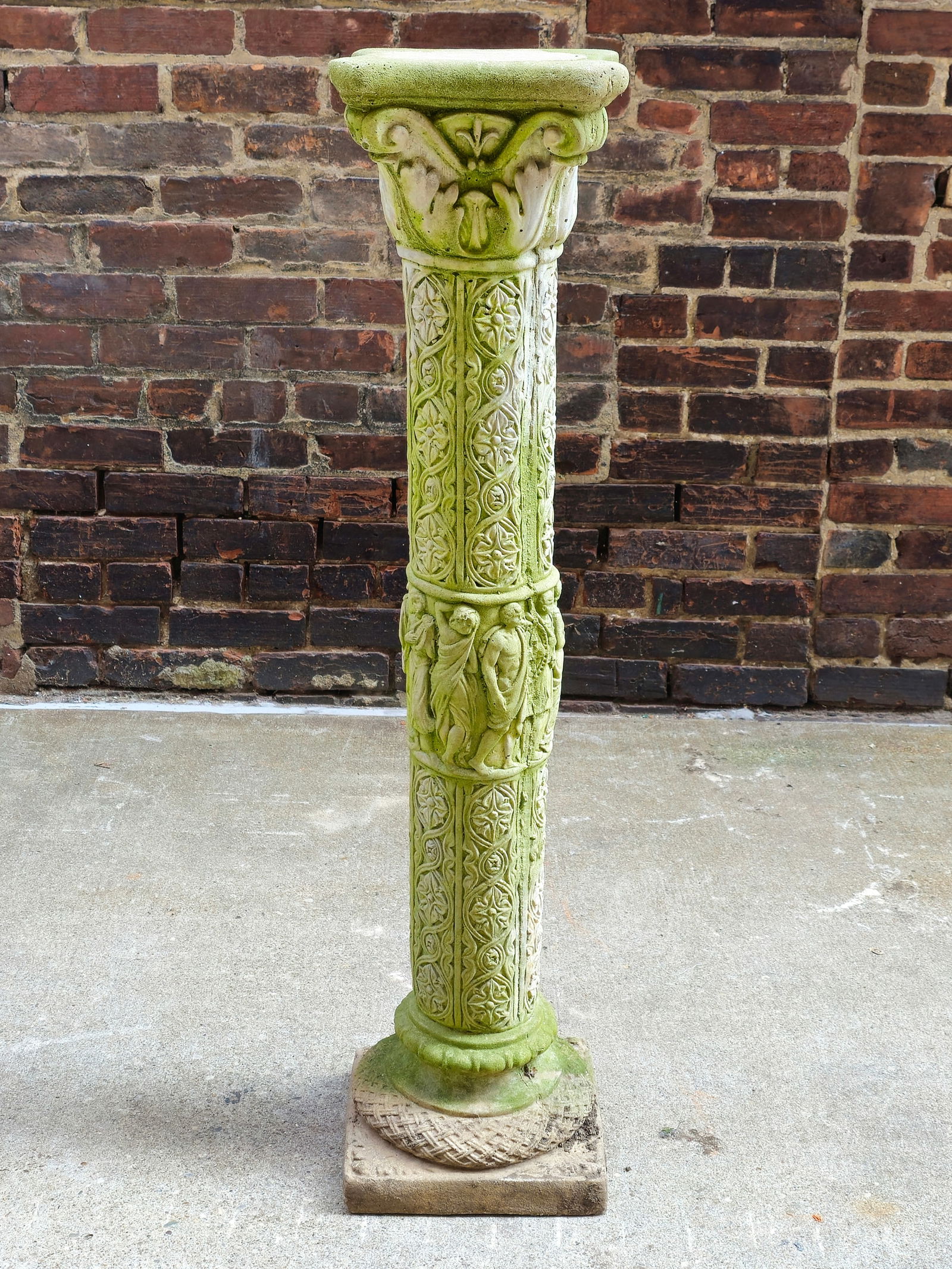 Cast Stone Corithian Figural Pedestal (1 of 7)
