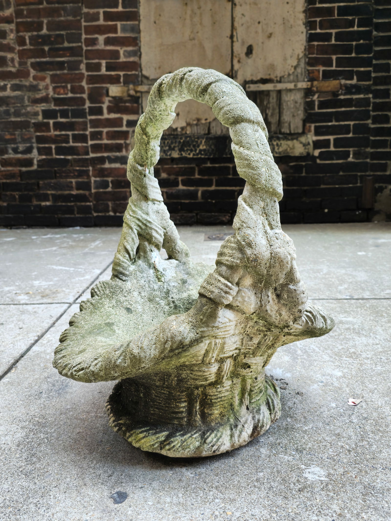 Cast Stone Woven Basket with Braided Handle (1 of 7)