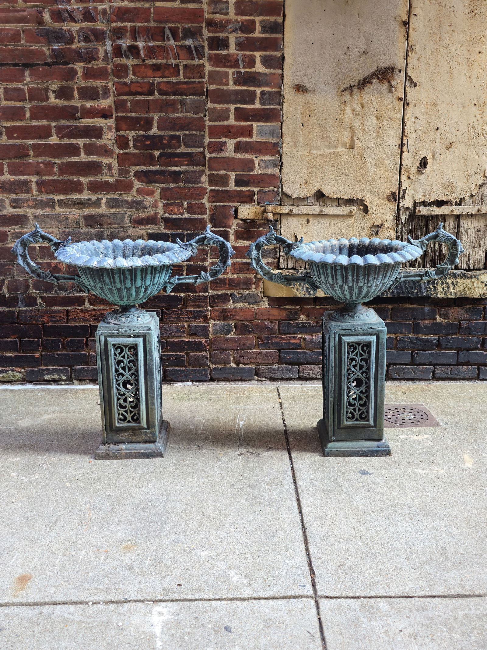 After J.W. Fiske Cast Aluminum Garden Urns (1 of 7)
