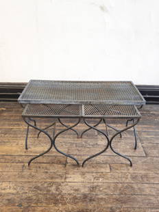 John Salterini Coffee Tables and Side Tables: John Salterini Coffee Tables and Side Tables. Salterini Inc. USA/Italy. 1950. Wrought iron. Coffee tables (2) - 34w x 16 1/2d x 17 1/2h; Side tables (2) - 14 3/4w x 14 3/4d x 16h.