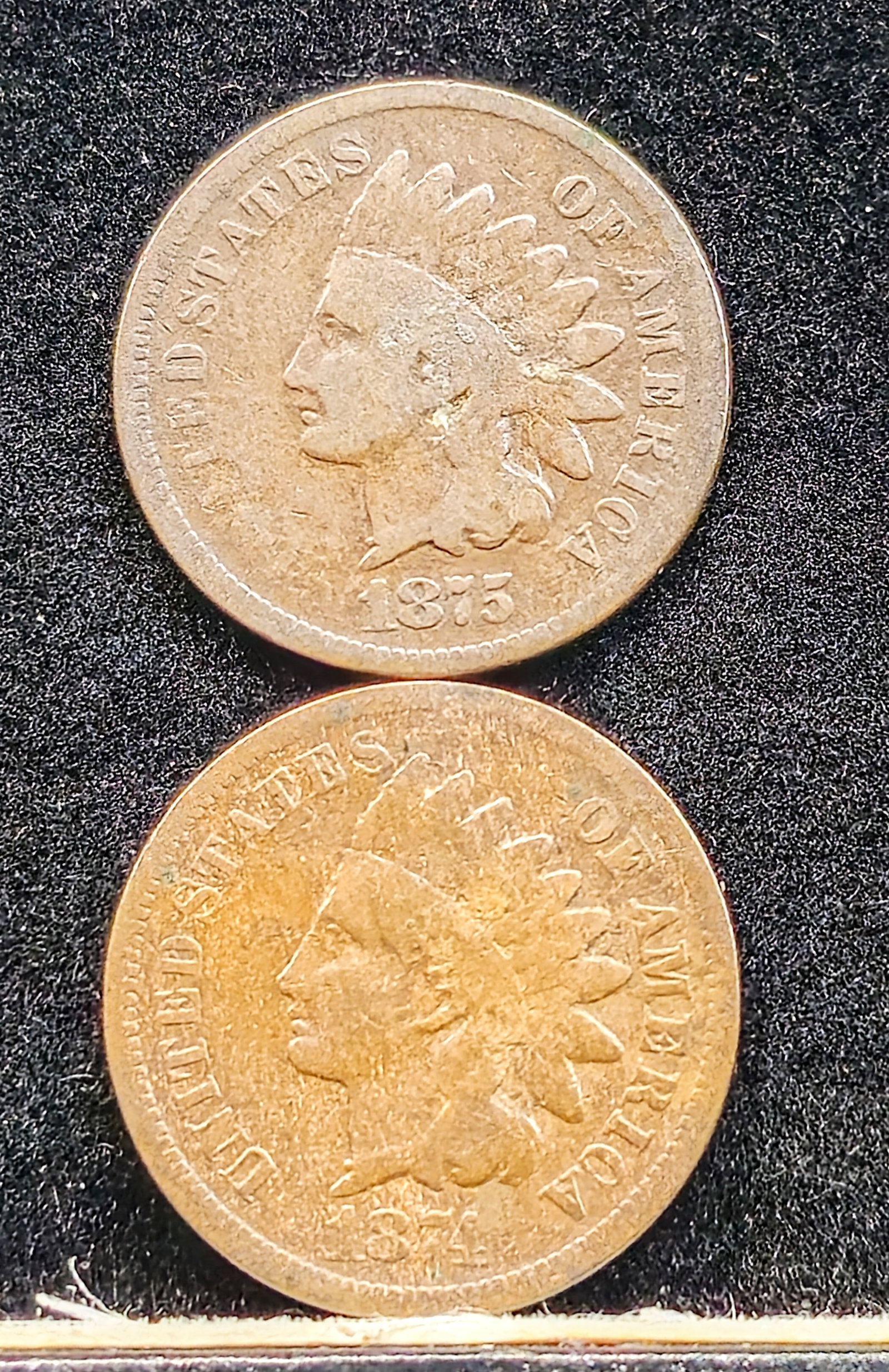 1874 & 1875 Indian Head One Cent Coins (1 of 6)