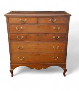19th Century Kentucky Mason County (Attributed to Peter Tuttle) Cherry Chest/Dresser: Chest/Dresser. Circa 1820. Cherry and poplar. Fluted corner columns, dovetail drawer construction. Possibly made by "The Master" Gerrard Calvert (1765-1840). 43w x 21d x 48h. Chest contained note -
