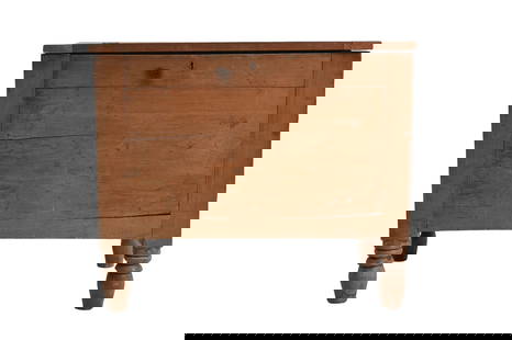 19th Century Cherry Sugar Chest: Sugar Chest. Circa 1830. Mixed woods and cherry. Hinged lid opens to reveal storage, interior divider is missing, lid is an old replacement, earlier painted finished removed. 35w x 20d x 30h.