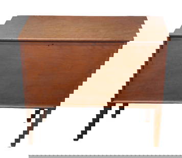 19th Century Southern Cherry Sugar Chest: Sugar Chest. Circa 1850. Cherry and poplar. Slanted lids has applied back to prevent warping. Square/ tapered legs. 36 3/4w x 18 1/2d x 34h.