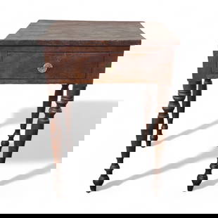 19th Century Kentucky Sheraton Work Stand: Sheraton work stand. Circa 1850. Mixed woods including walnut and pine. Dovetailed drawer and pressed glass pull. 20 1/2w x 18 1/2d x 29h.