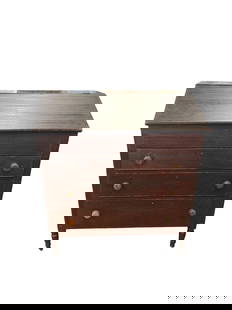 19th Century Southern Cherry Stand up Clerk's Desk: Stand up Clerk's Desk. Circa 1840. Cherry and poplar. Original surface with dovetailed drawers. Reeded carving in front corner post hinged slant lip lid/work surface opens to reveal fitted interior