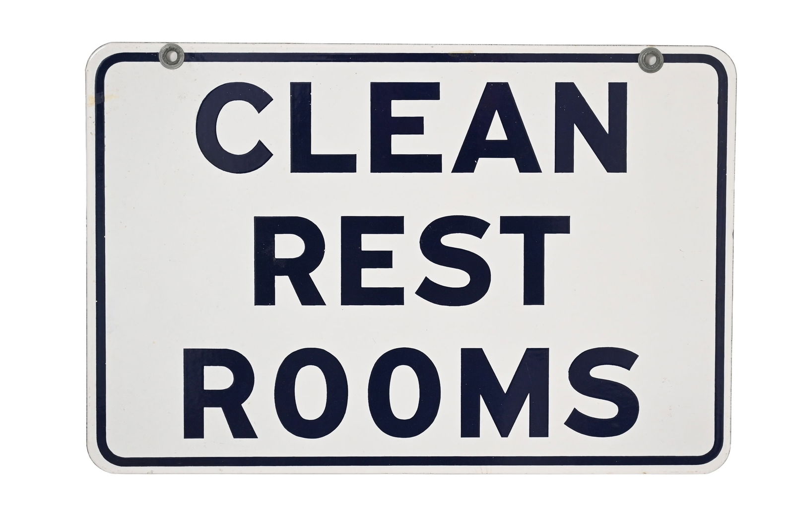 Double Sided Porcelain Gulf "Clean Restrooms" Sign (1 of 1)