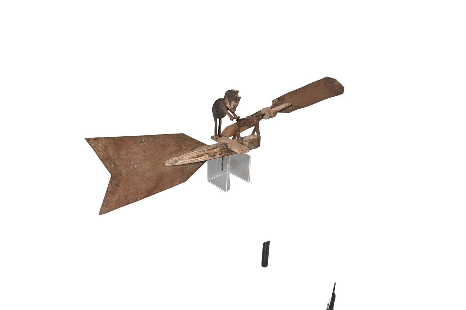 Folk Art Felix The Cat Whirligig: Folk Art Felix The Cat Whirligig. Circa 1930’s. Polychrome painted cat, driftwood and metal whirligig. 25w x 24 1/4d x 9 1/2h