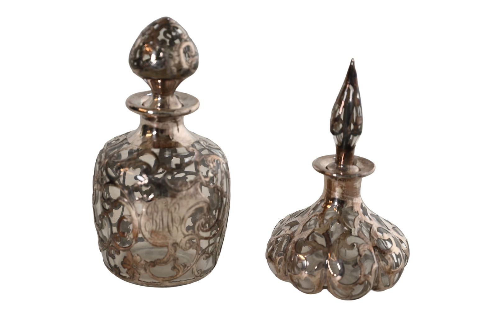 Sterling Silver Overlay Glass Perfume Bottles (1 of 13)